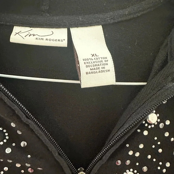 Kim Rodgers XL black sparkling hoodie casual athletic wear hoodie - Picture 5 of 6